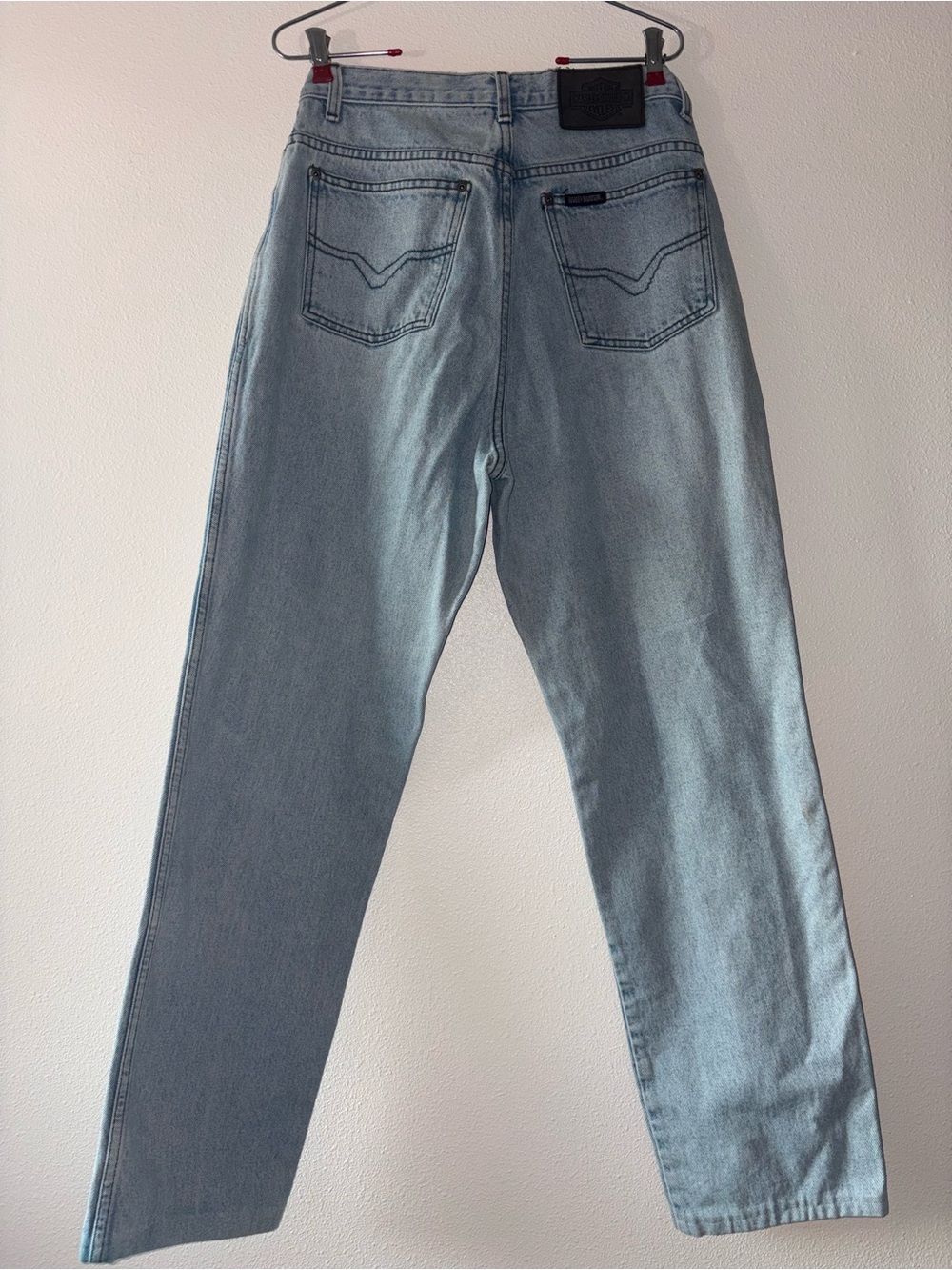 Vintage Harley Davidson Jeans 33x 34 Relaxed Wide Leg Light Wash Made in USA